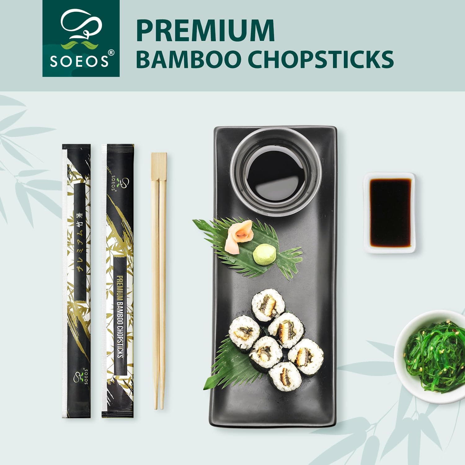 Soeos 500 Disposable Wooden Chopsticks Bulk Sushi Takeout Party Splinter-Free In - Thumbnail 3