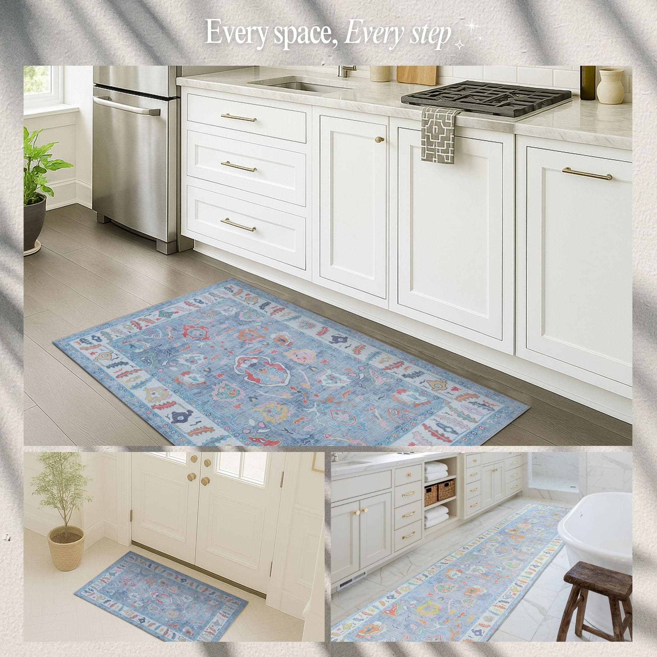 Fame Rugs Blue Modern Oushak Rug 26X10 Vintage Turkish Colorful Oriental - Thumbnail 6