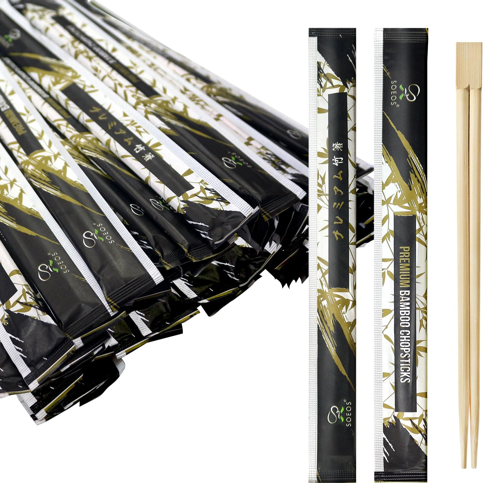 Soeos 500 Disposable Wooden Chopsticks Bulk Sushi Takeout Party Splinter-Free In - Thumbnail 2