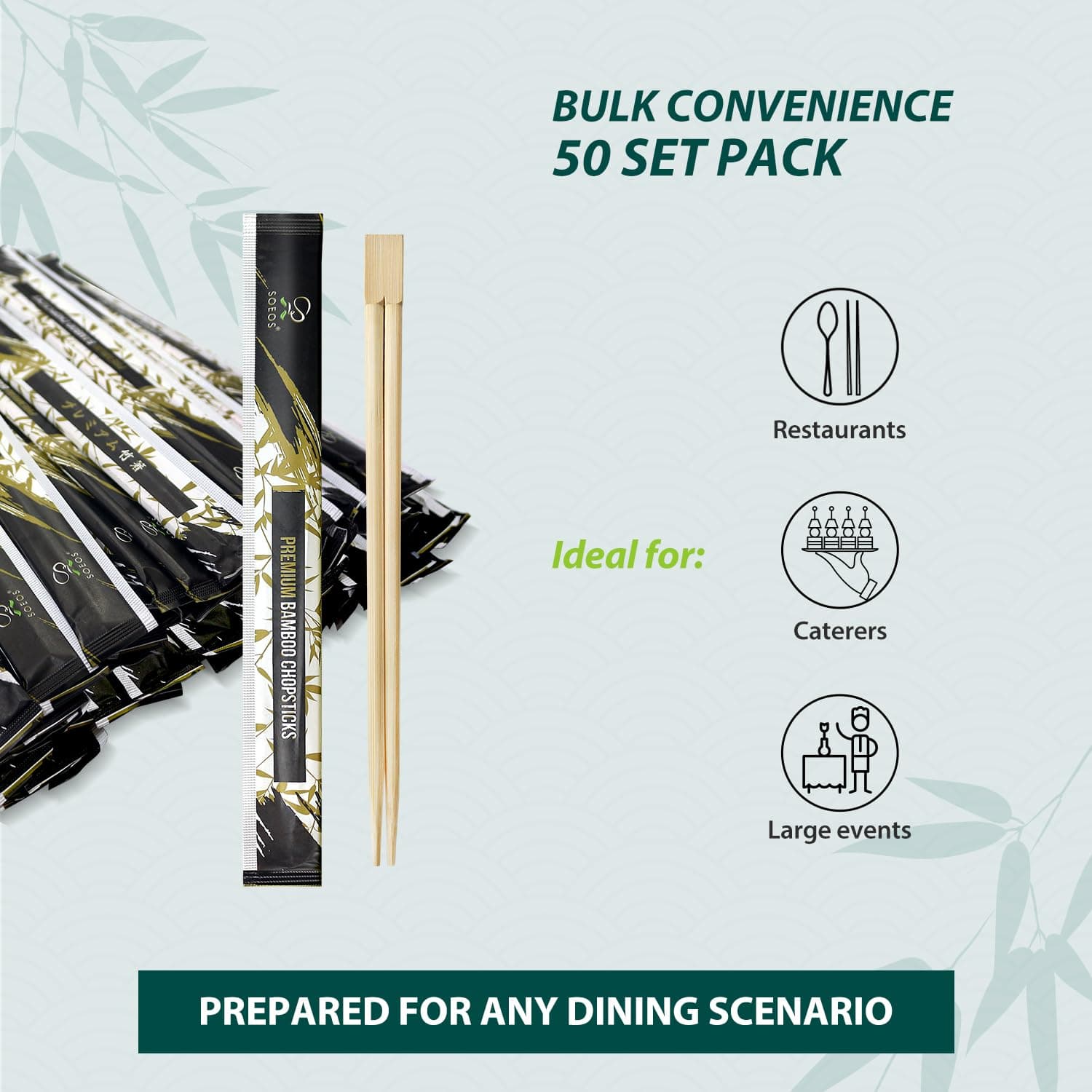 Soeos 500 Disposable Wooden Chopsticks Bulk Sushi Takeout Party Splinter-Free In - Thumbnail 6