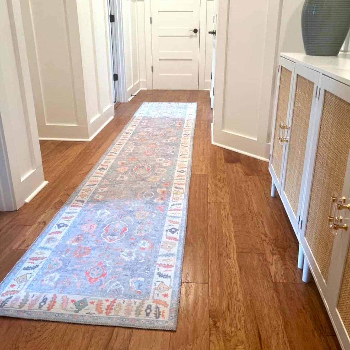 Fame Rugs Blue Modern Oushak Rug 26X10 Vintage Turkish Colorful Oriental - Thumbnail 9