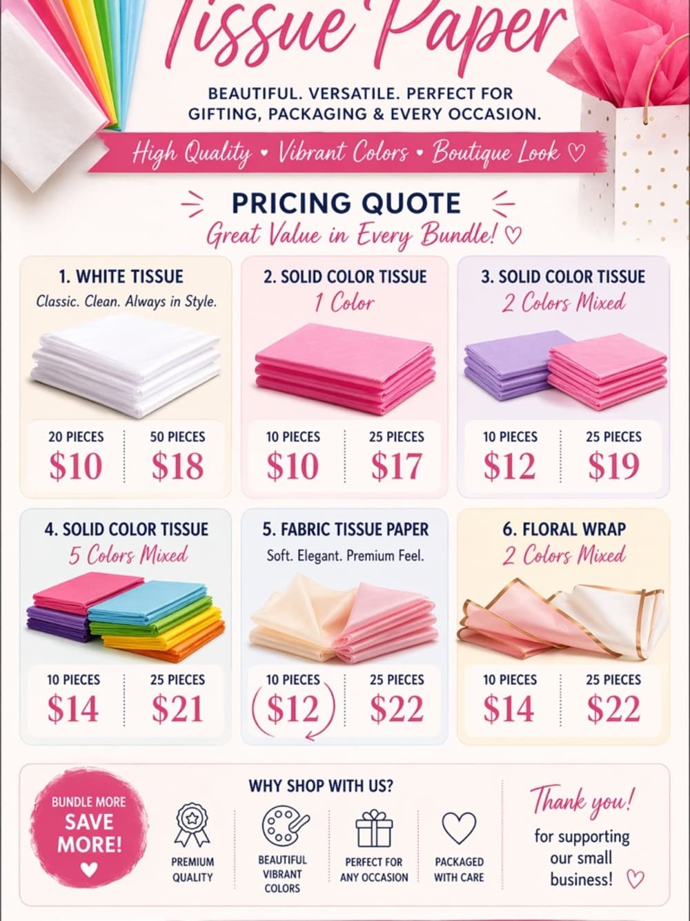 Colorful Tissue Paper Packs - Mixed Brights