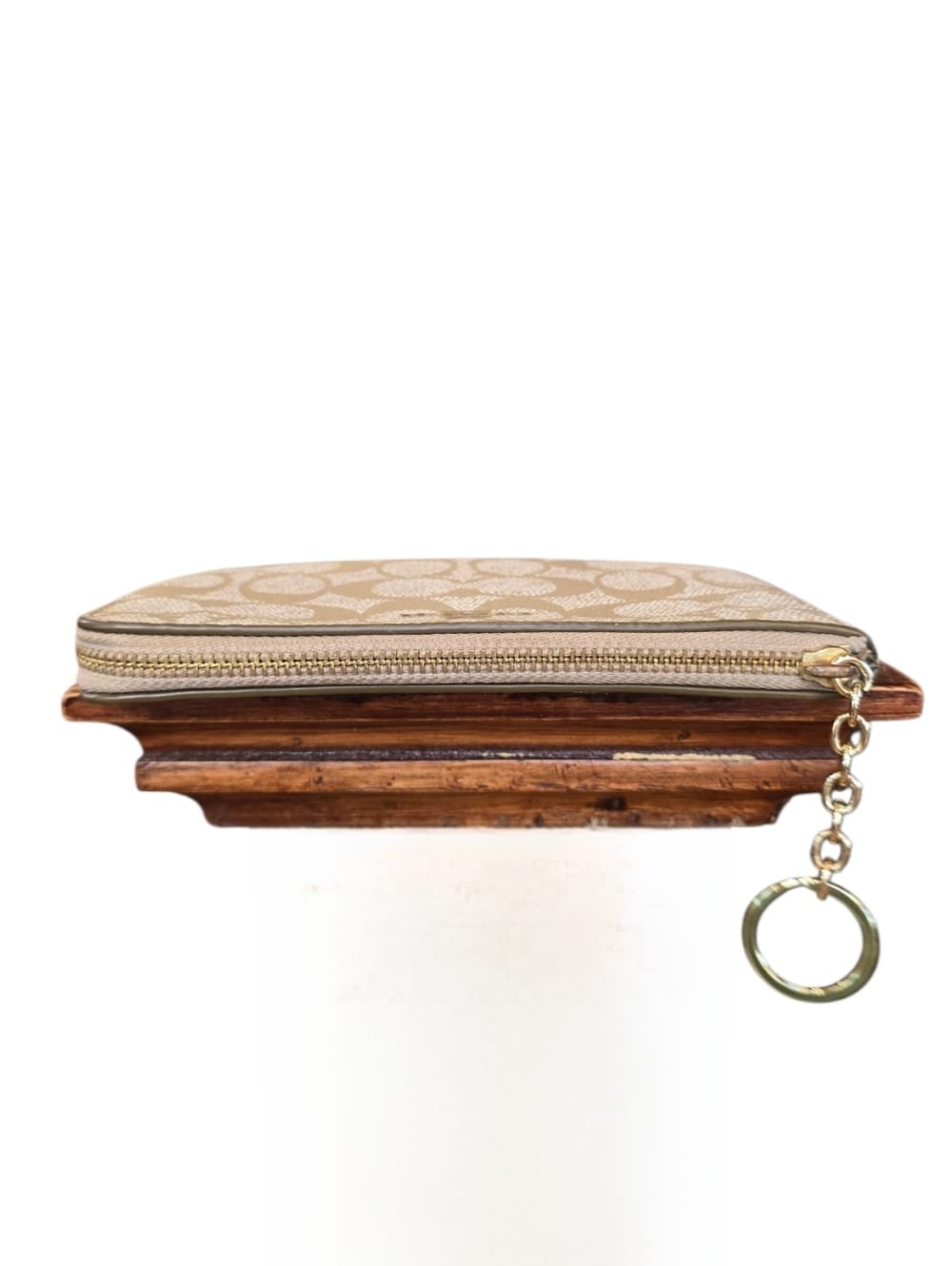 ★ Coach Gold Signature Wristlet Wallet Pouch w Acrylic Chain Strap - Thumbnail 7