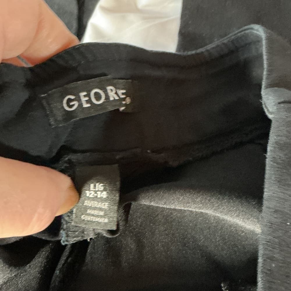⭐ George Black Pull On Pants Large 12-14 Elastic Waist Stretch Casual Work - Thumbnail 3