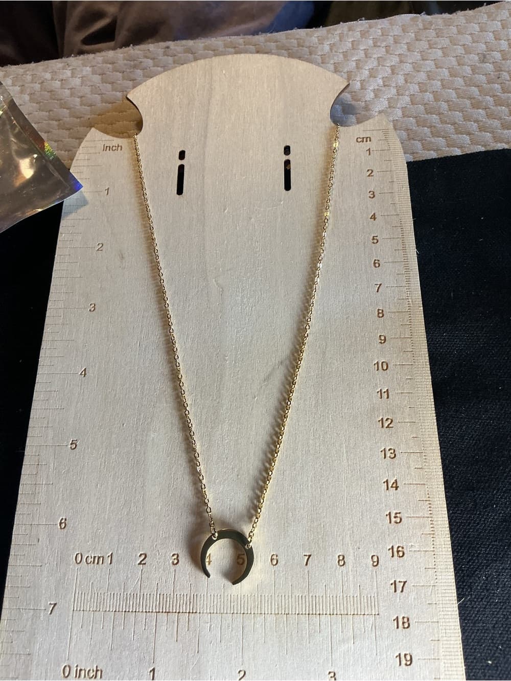 ✨ Black Crescent Moon Gold Tone Necklace Minimalist Celestial Jewelry - Thumbnail 2