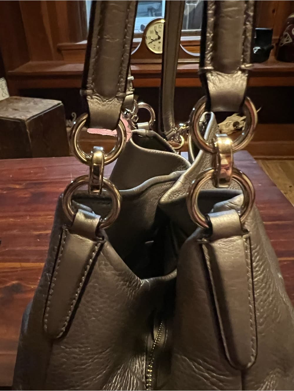★ Coach Metallic Champagne Pebble Leather Satchel Shoulder Bag - Thumbnail 3