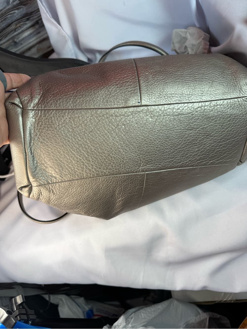 ★ Coach Metallic Champagne Pebble Leather Satchel Shoulder Bag - Thumbnail 13