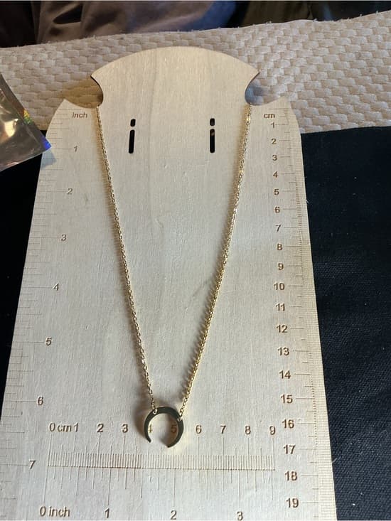 ✨ Black Crescent Moon Gold Tone Necklace Minimalist Celestial Jewelry - Thumbnail 6