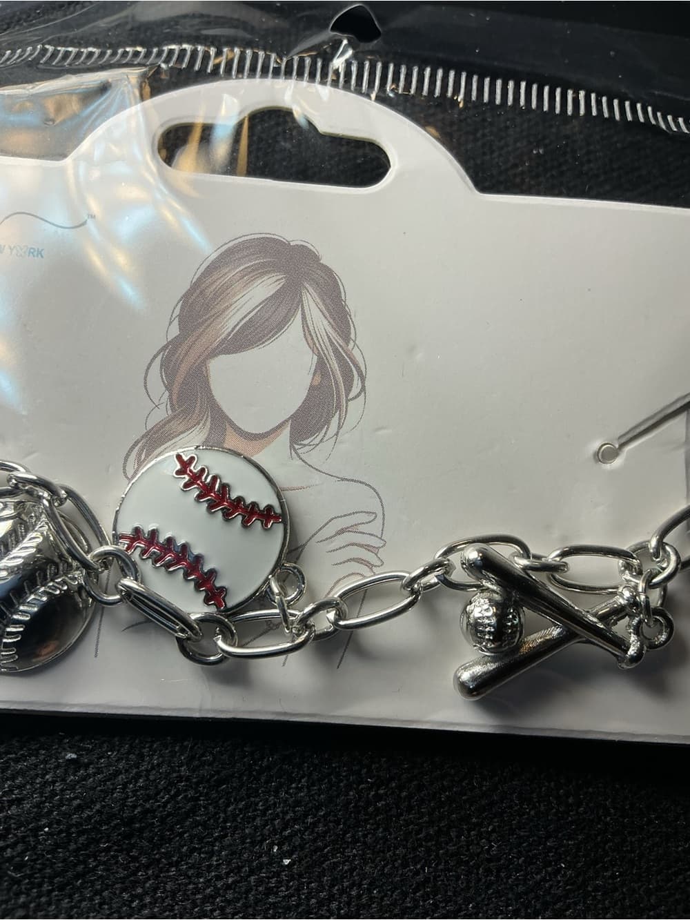 ★ Baseball Charm Bracelet Softball Baseball Fan Silver Tone Jewelry - Thumbnail 2