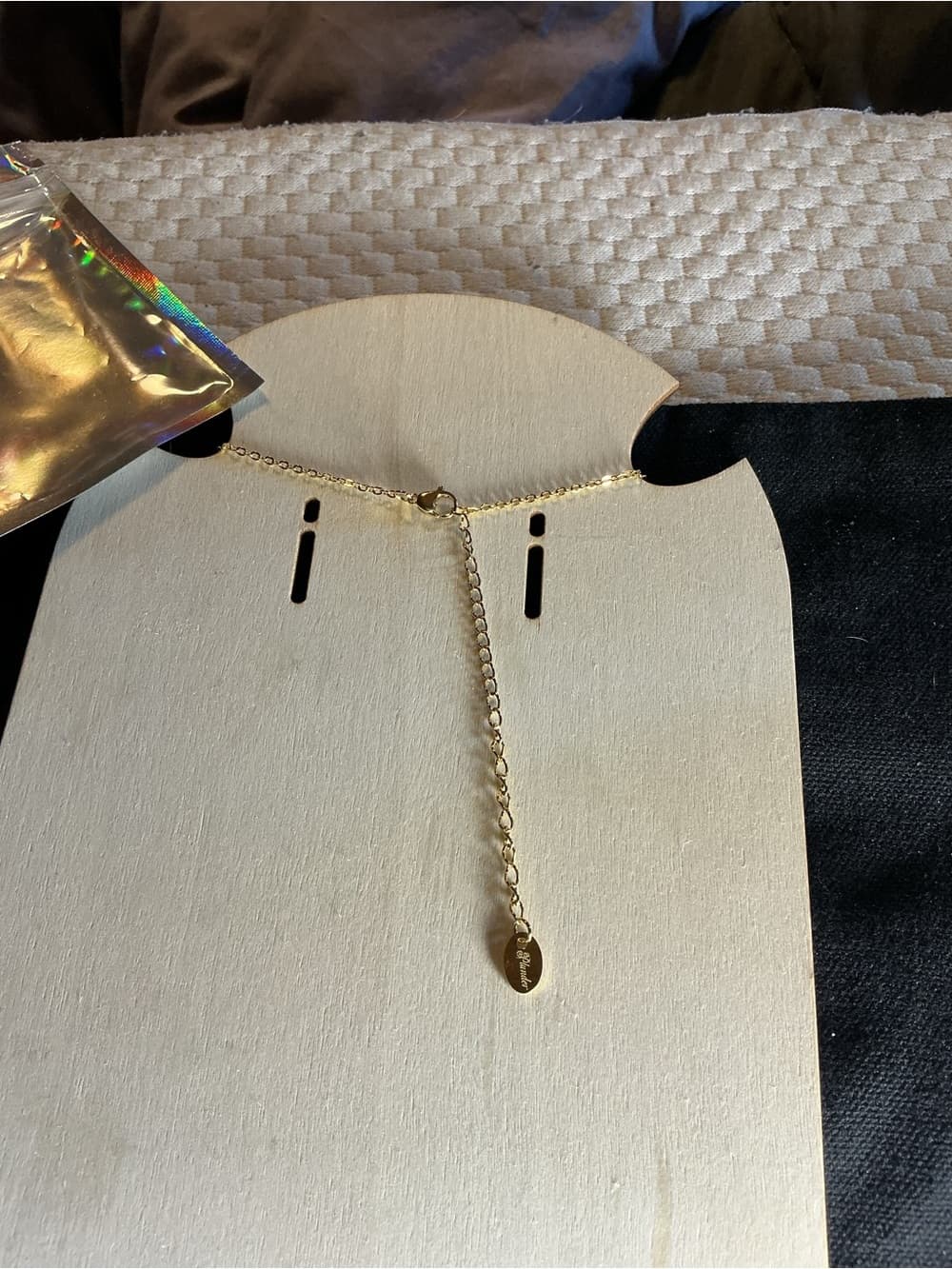 ✨ Black Crescent Moon Gold Tone Necklace Minimalist Celestial Jewelry - Thumbnail 4