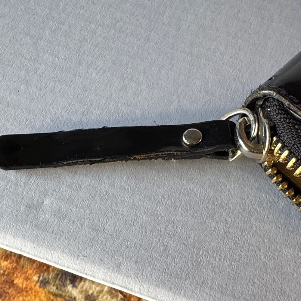 ★ Kate Spade Black Patent Ostrich Embossed Zip Around Wallet - Thumbnail 9