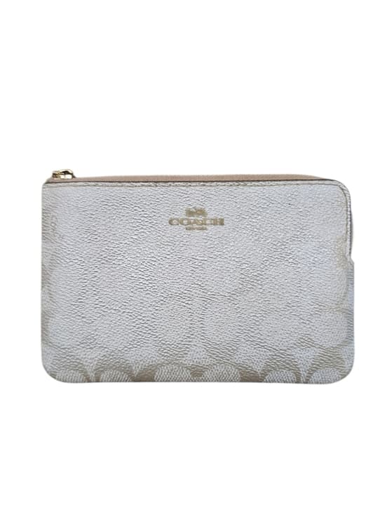 ★ Coach Gold Signature Wristlet Wallet Pouch w Acrylic Chain Strap - Thumbnail 16