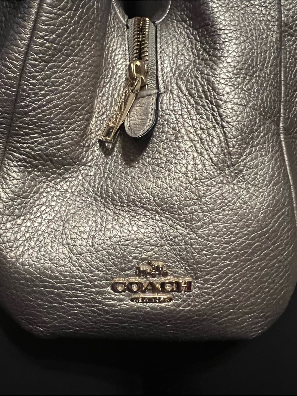 ★ Coach Metallic Champagne Pebble Leather Satchel Shoulder Bag - Thumbnail 2