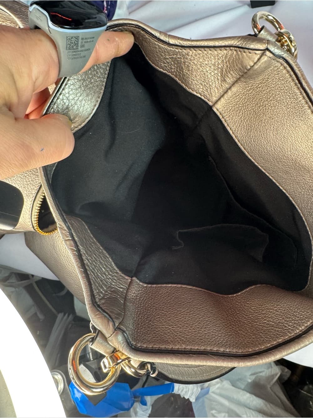 ★ Coach Metallic Champagne Pebble Leather Satchel Shoulder Bag - Thumbnail 12