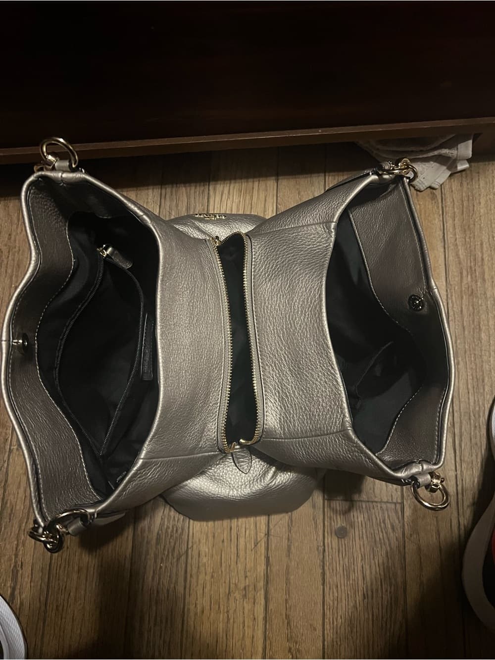 ★ Coach Metallic Champagne Pebble Leather Satchel Shoulder Bag - Thumbnail 6