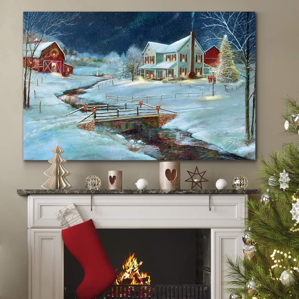Renditions Gallery Christmas On The Farm Wall Art Snowy Country Red Barn - Thumbnail 5