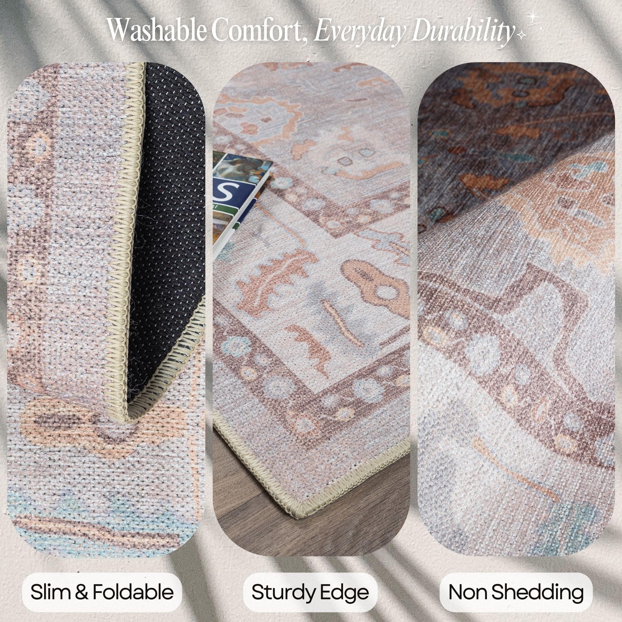 Fame Rugs Brown Modern Oushak Rug 26X13 Vintage Turkish Colorful Oriental - Thumbnail 4
