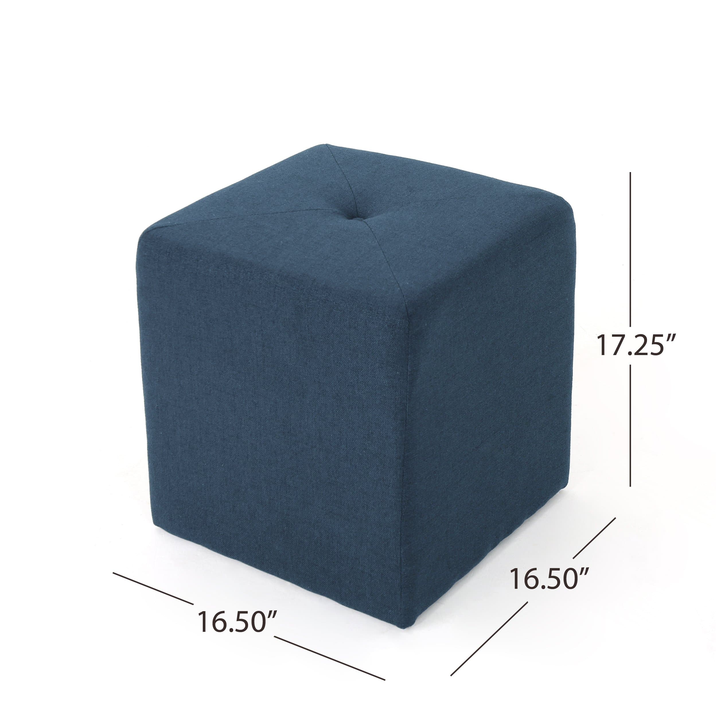 Christopher Knight Home Cayla Fabric Square Ottoman Navy Blue - Thumbnail 3