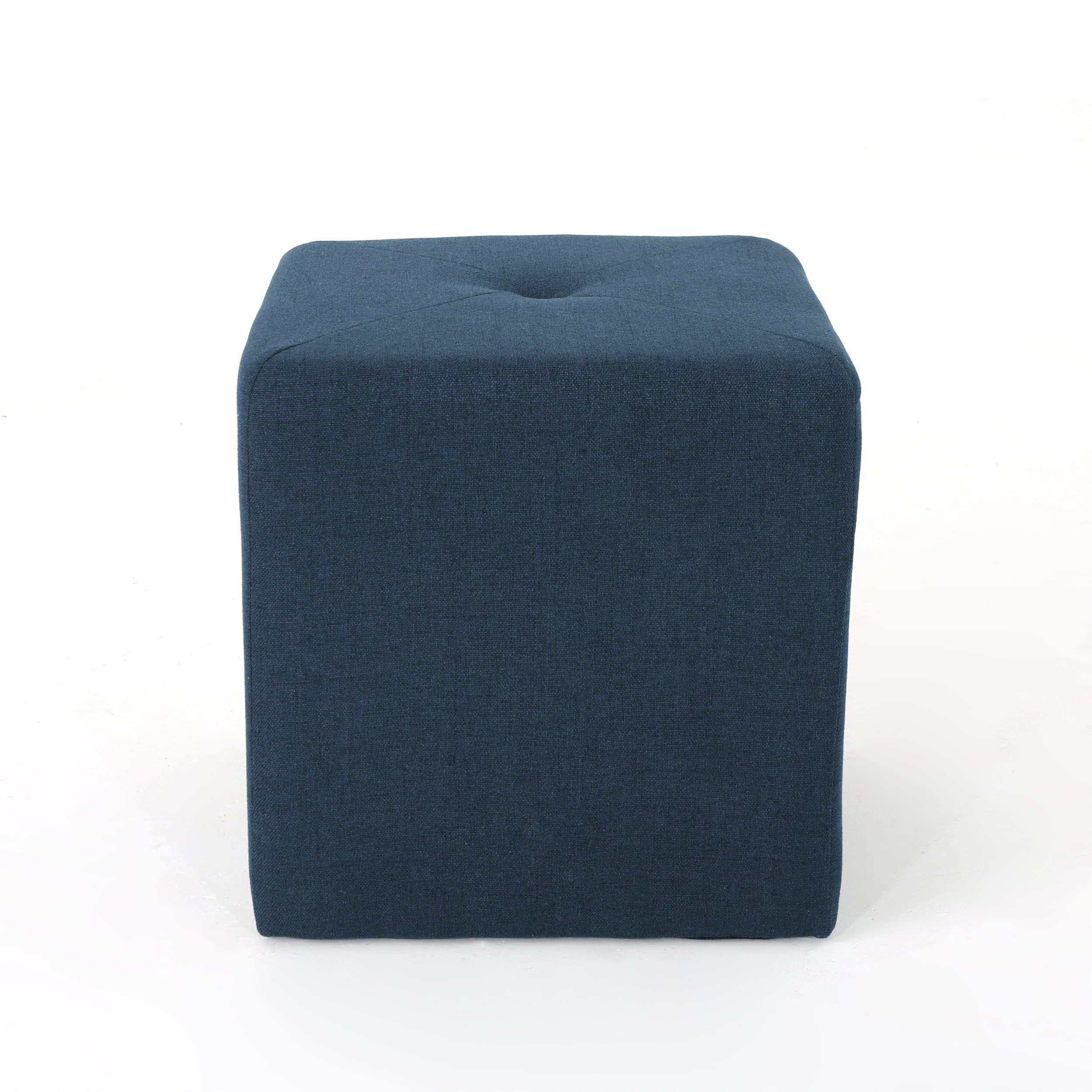 Christopher Knight Home Cayla Fabric Square Ottoman Navy Blue - Thumbnail 4