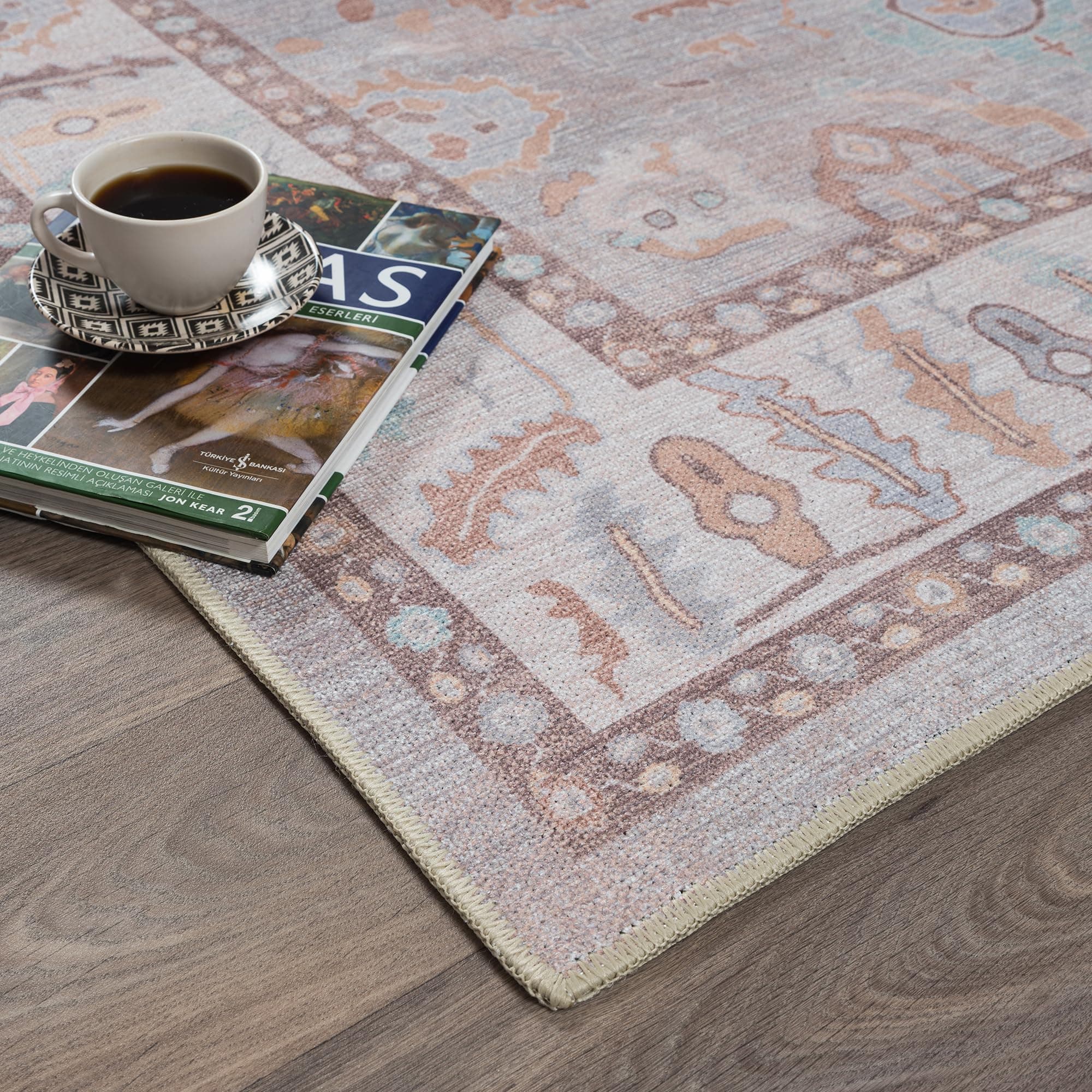 Fame Rugs Brown Modern Oushak Rug 26X13 Vintage Turkish Colorful Oriental - Thumbnail 9