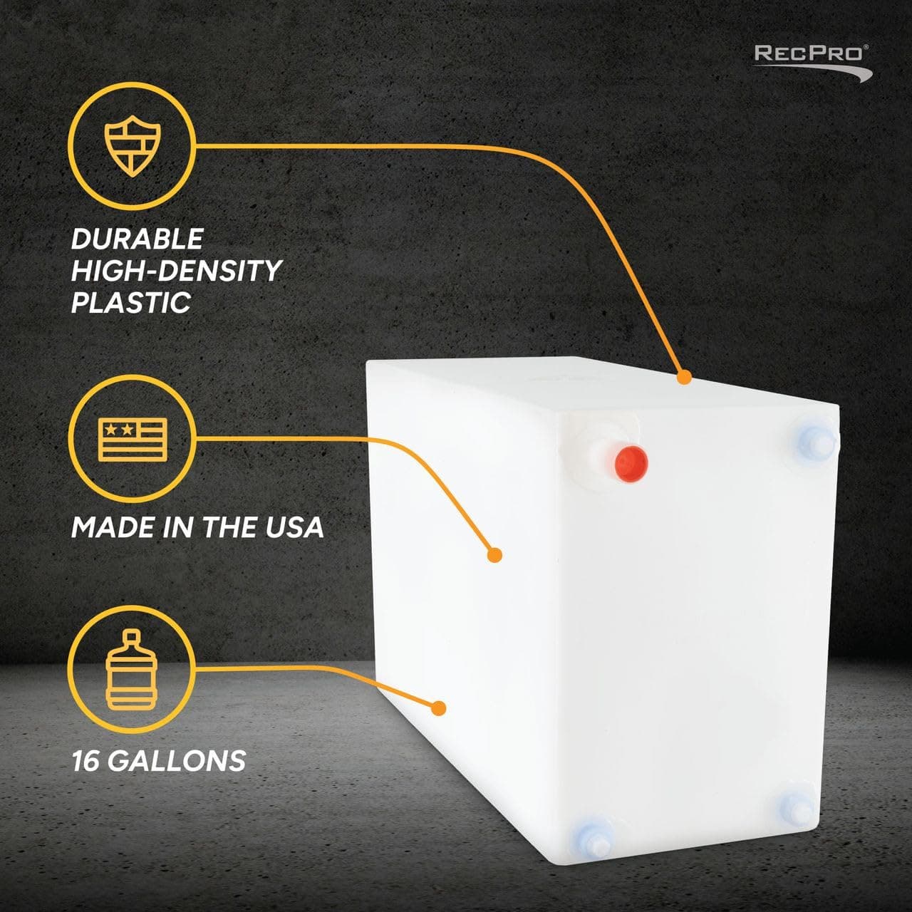 Recpro Rv Fresh Water Tank 16 Gallon For Drinking And Potable Water 24 X 10 X - Thumbnail 8