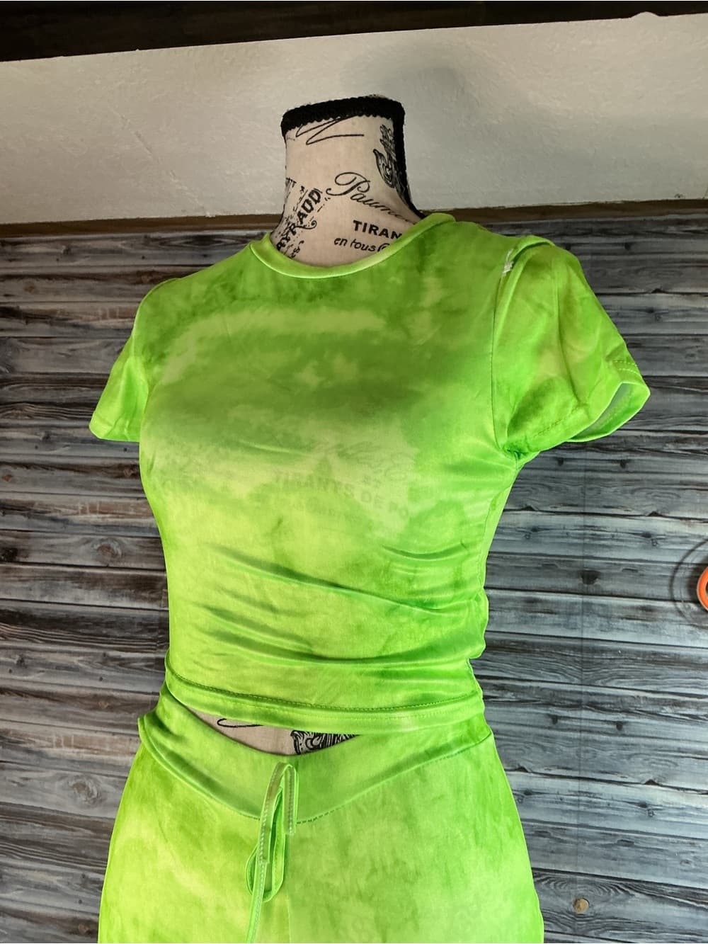 ⭐ Neon Lime Tie Dye Biker Short Set Two Piece Lounge Outfit