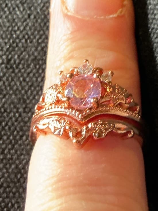 ★ Rose Gold Pink CZ Crown Ring Princess Tiara Stackable Glam - Thumbnail 6