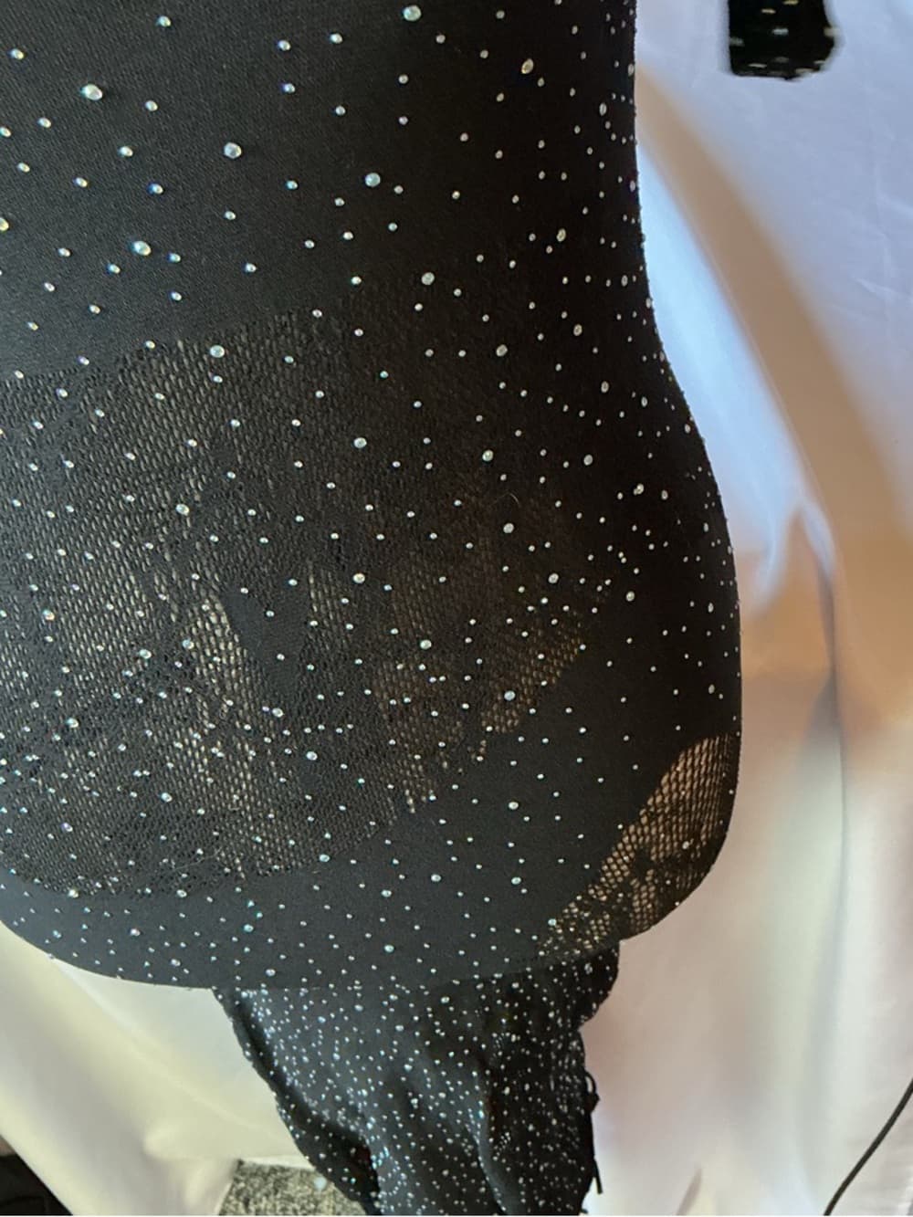 ★ Black Rhinestone Mesh Open Back Bodycon Dress Cover Up Clubwear - Thumbnail 4