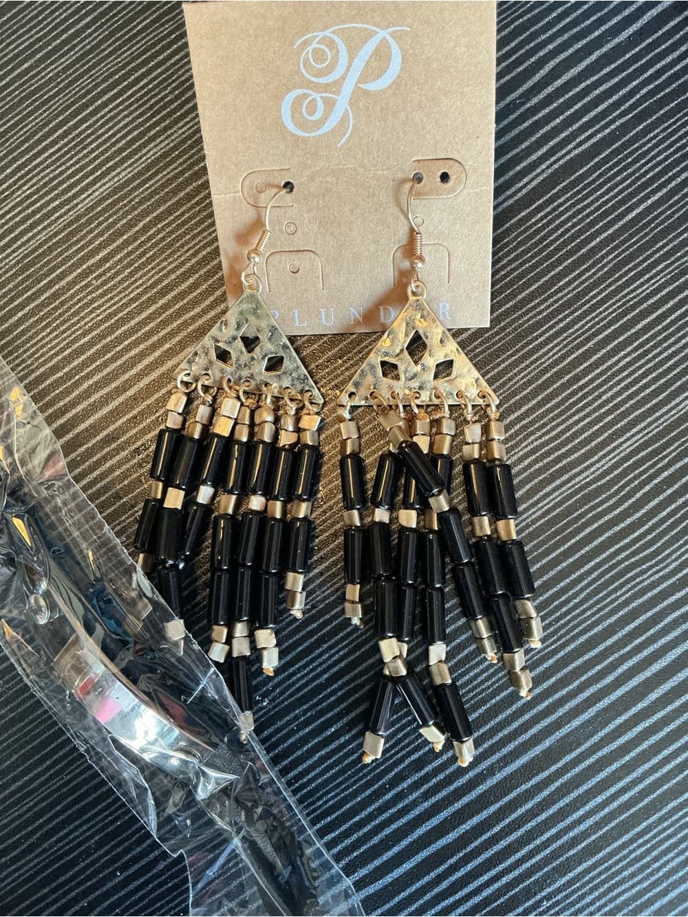 ★ Boho Black Beaded Fringe Earrings Western Glam Statement Jewelry - Thumbnail 2