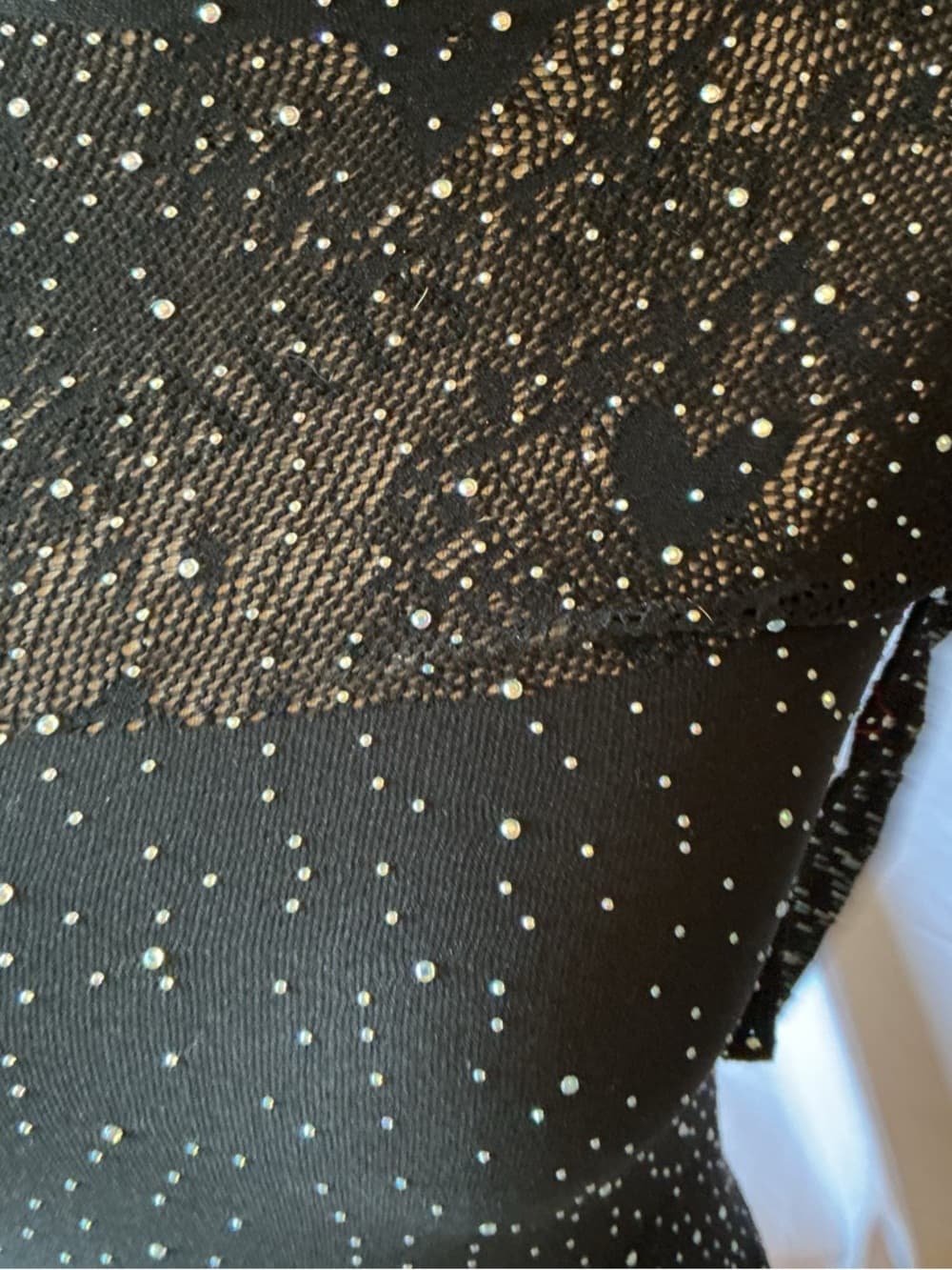 ★ Black Rhinestone Mesh Open Back Bodycon Dress Cover Up Clubwear - Thumbnail 2