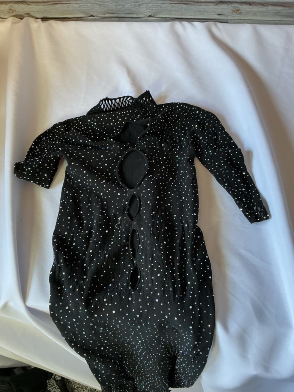 ★ Black Rhinestone Mesh Open Back Bodycon Dress Cover Up Clubwear - Thumbnail 7