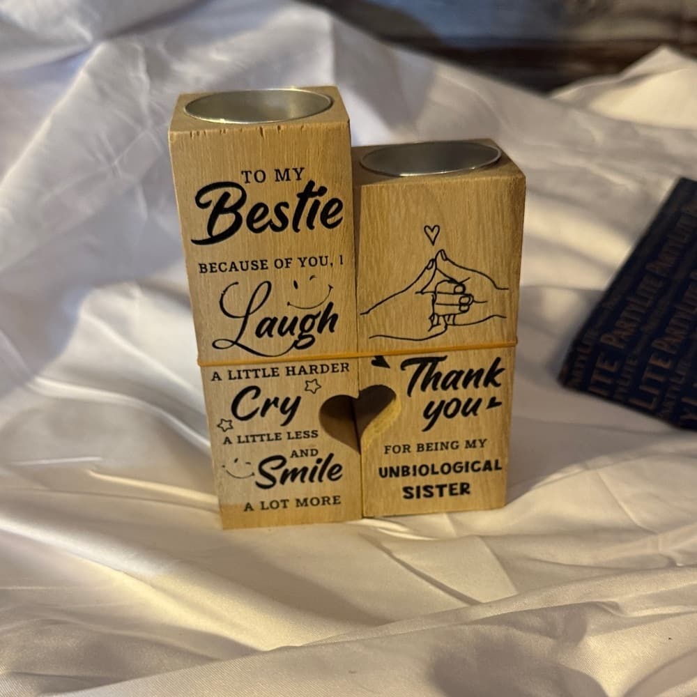 Wooden Bestie Plaque and Partylite Box