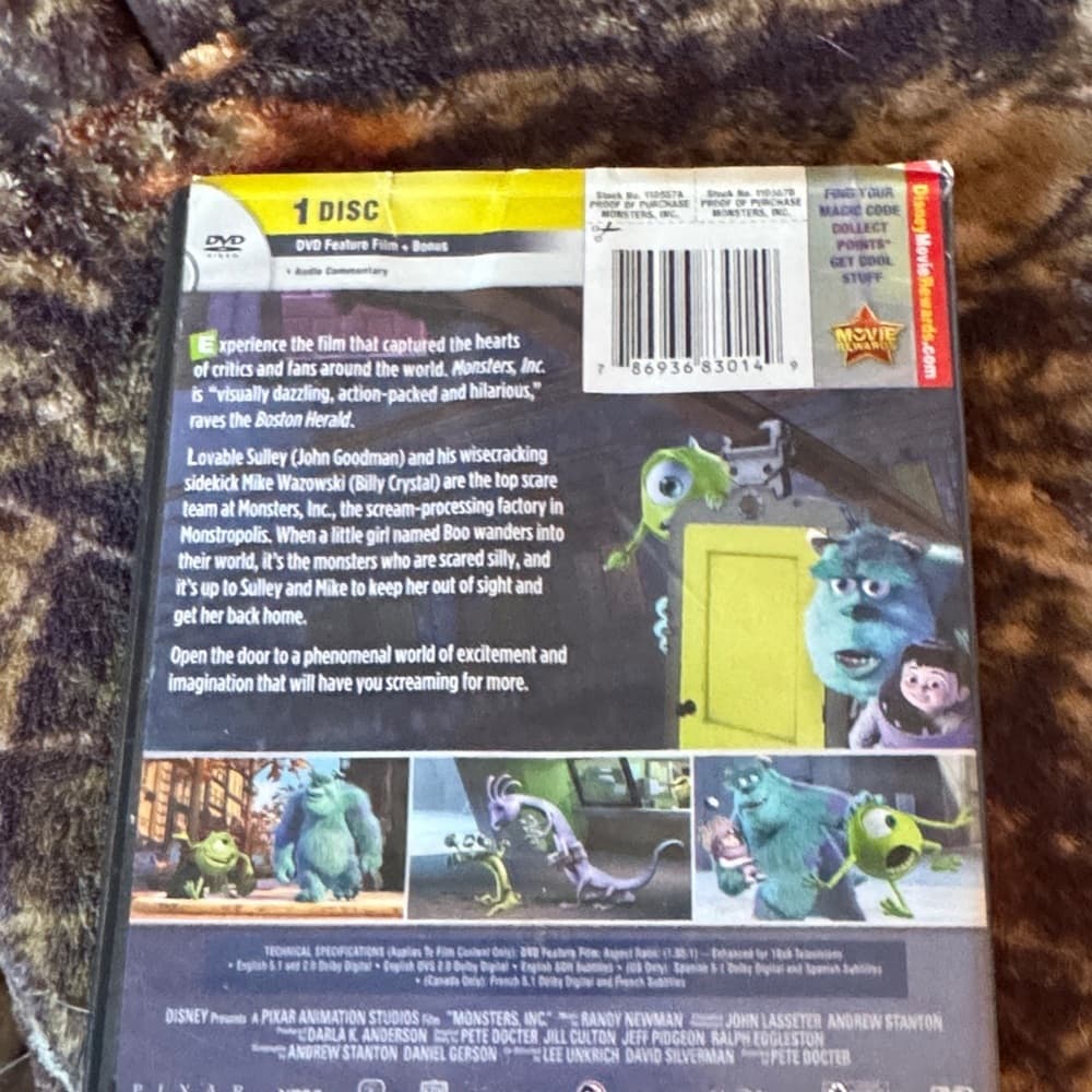 ★ Disney Pixar Monsters Inc DVD Family Movie Sulley Mike Wazowski - Thumbnail 3