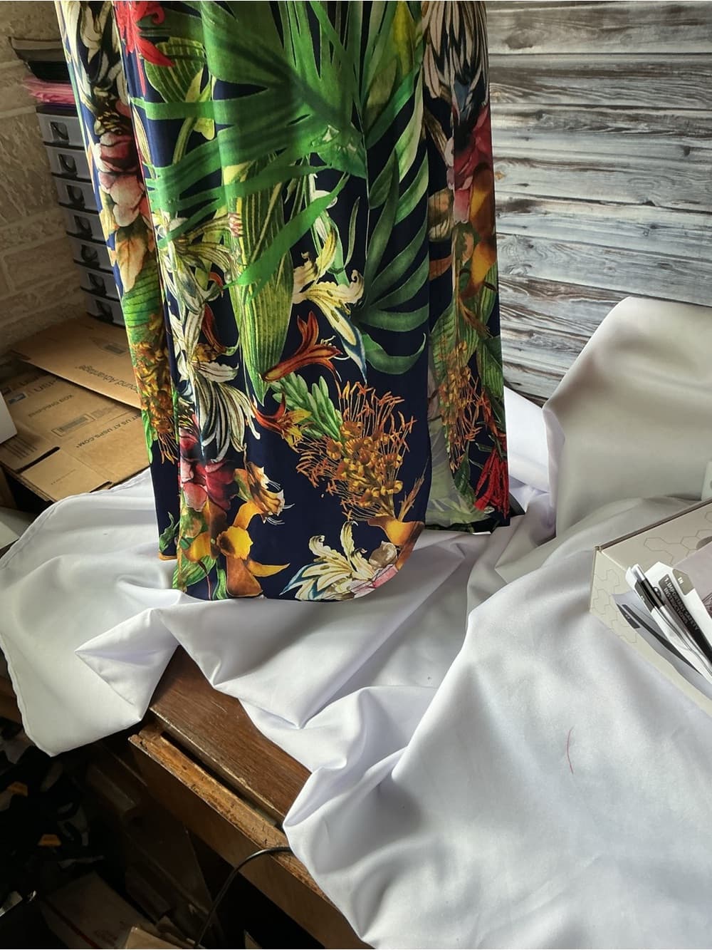 ⭐ Tropical Floral Maxi Dress Navy Botanical Print Pockets Boho Chic - Thumbnail 4