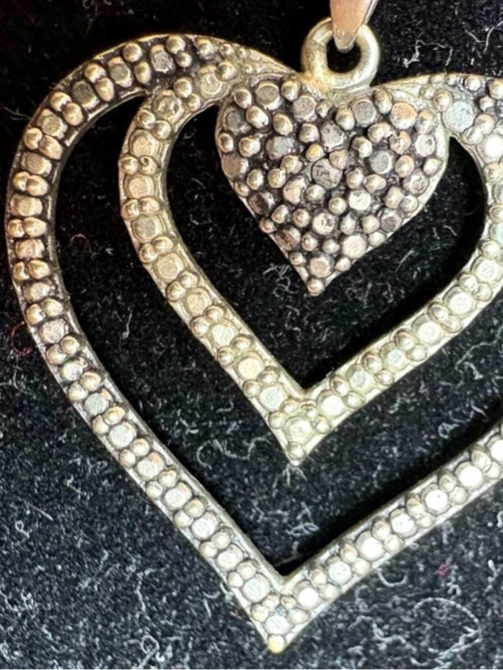925 Thai Silver Double Heart Pendant Necklace Layered Hearts - Thumbnail 3
