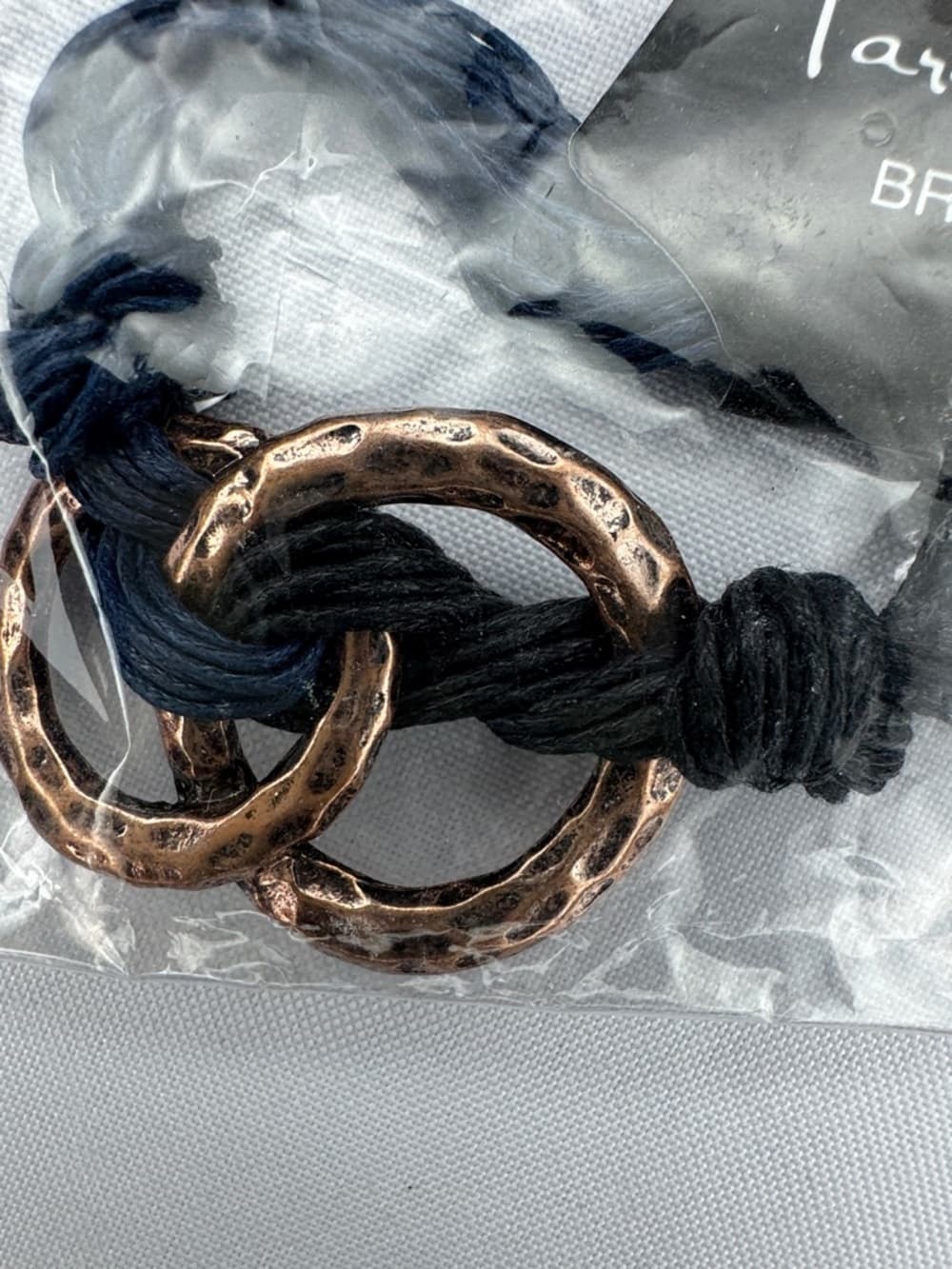 Taramanda Rope Bracelet Navy Cord Rose Gold Tone Rings Nautical - Thumbnail 3
