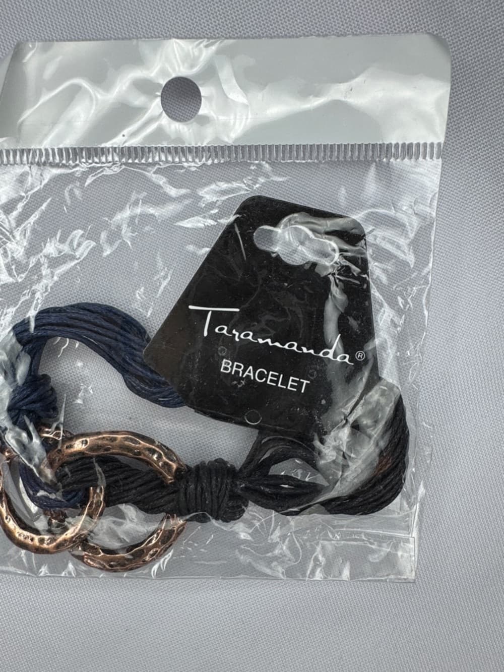 Taramanda Rope Bracelet Navy Cord Rose Gold Tone Rings Nautical - Thumbnail 4