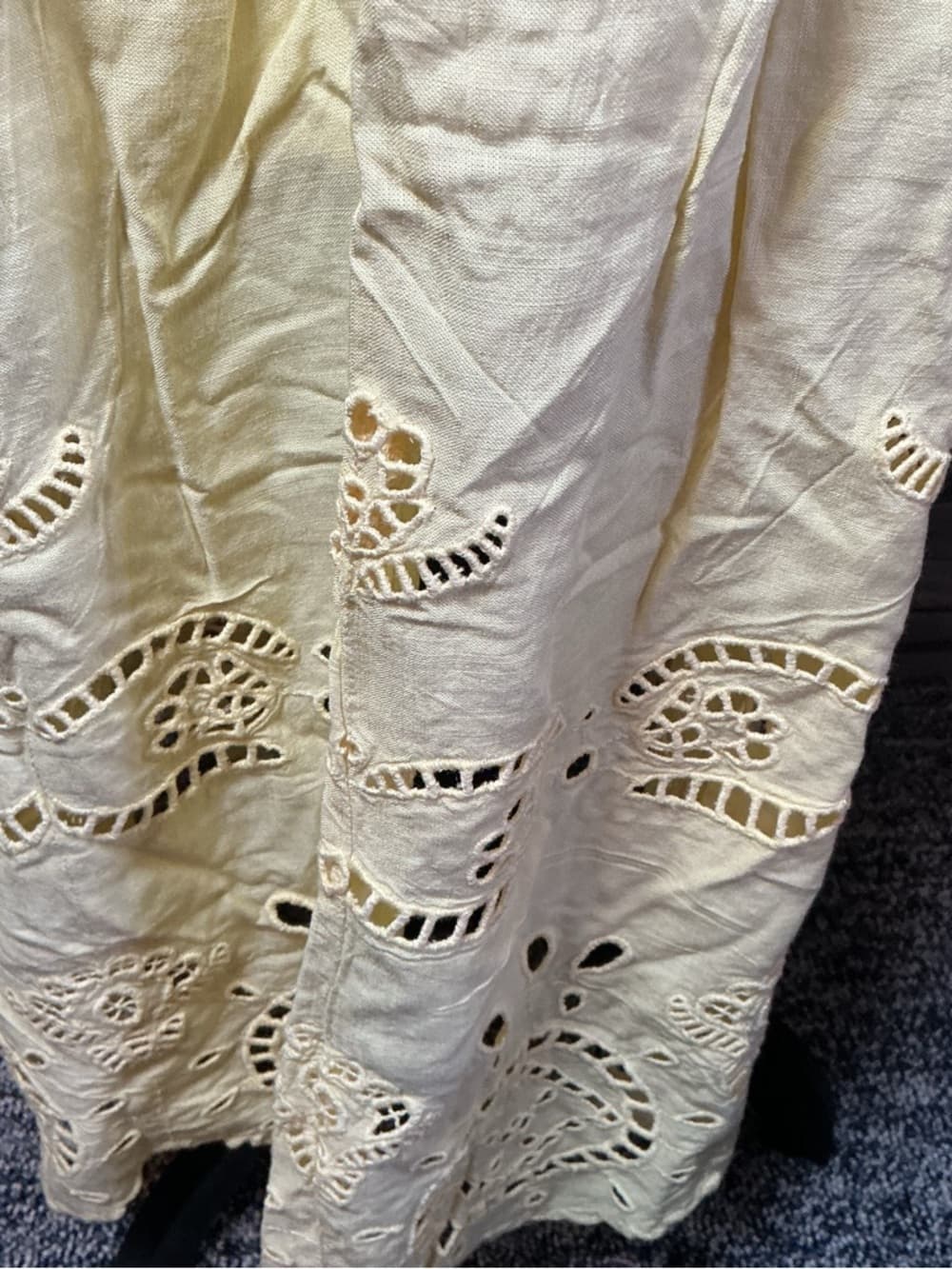 ★ Eyelet Hem Maxi Skirt Cottagecore Boho Elastic Waist Women's - Thumbnail 3