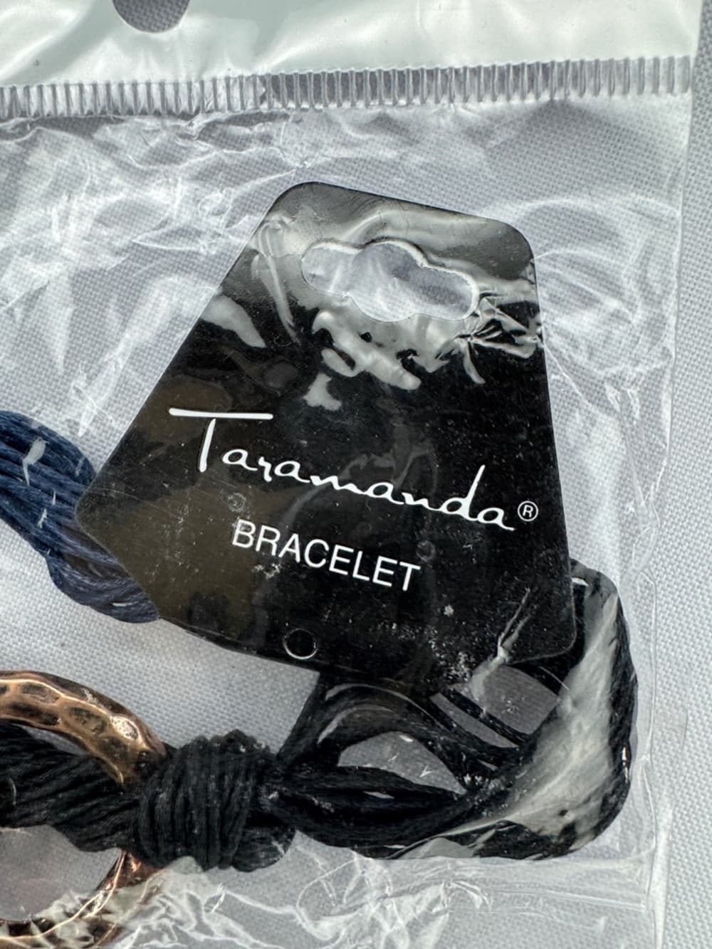 Taramanda Rope Bracelet Navy Cord Rose Gold Tone Rings Nautical