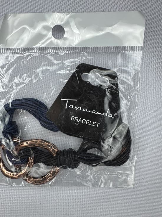 Taramanda Rope Bracelet Navy Cord Rose Gold Tone Rings Nautical - Thumbnail 5