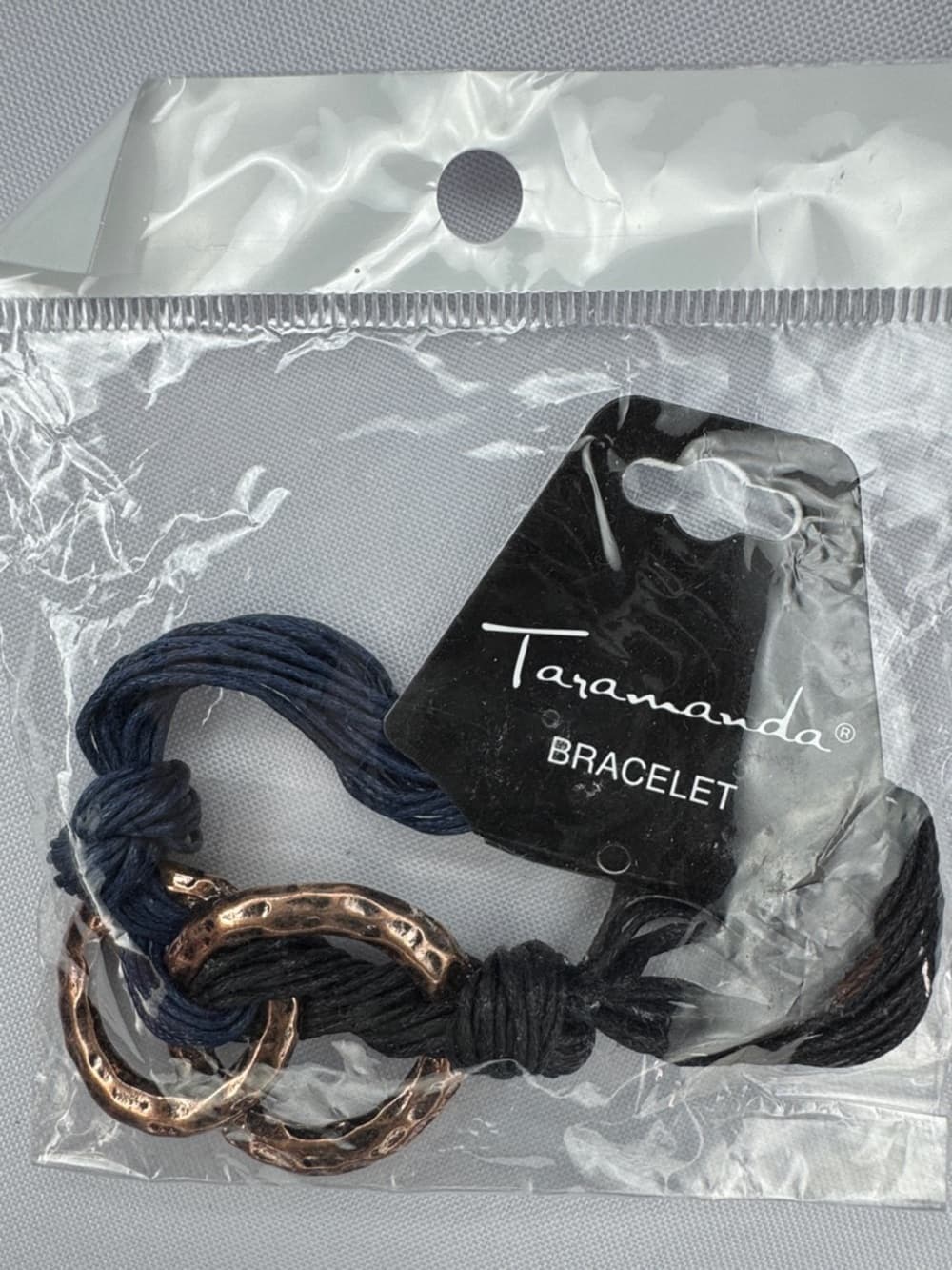 Taramanda Rope Bracelet Navy Cord Rose Gold Tone Rings Nautical - Thumbnail 2