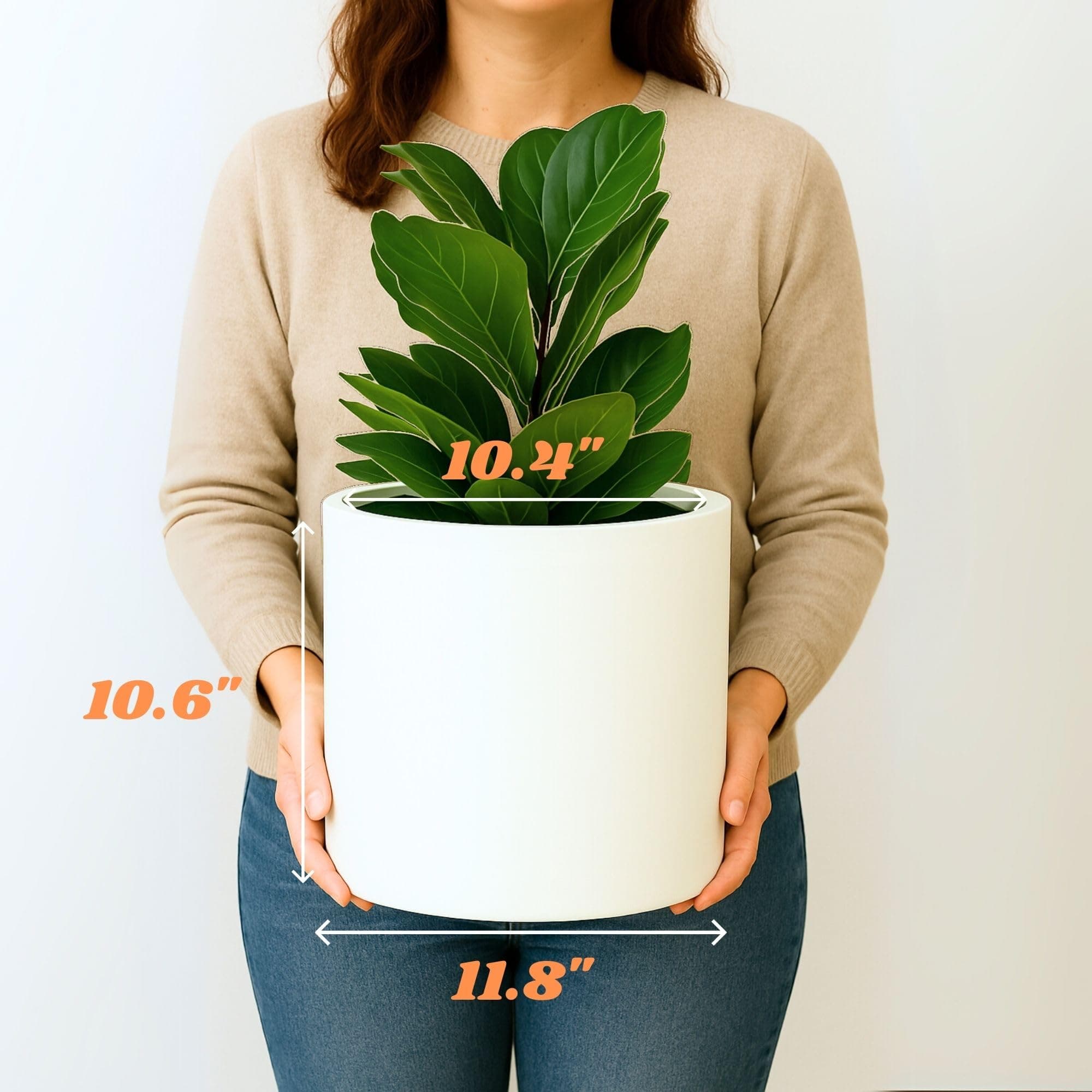 Fox & Fern Large Indoor/Outdoor Fiberstone Plant Pot - UV & Frost Resistant - Thumbnail 6