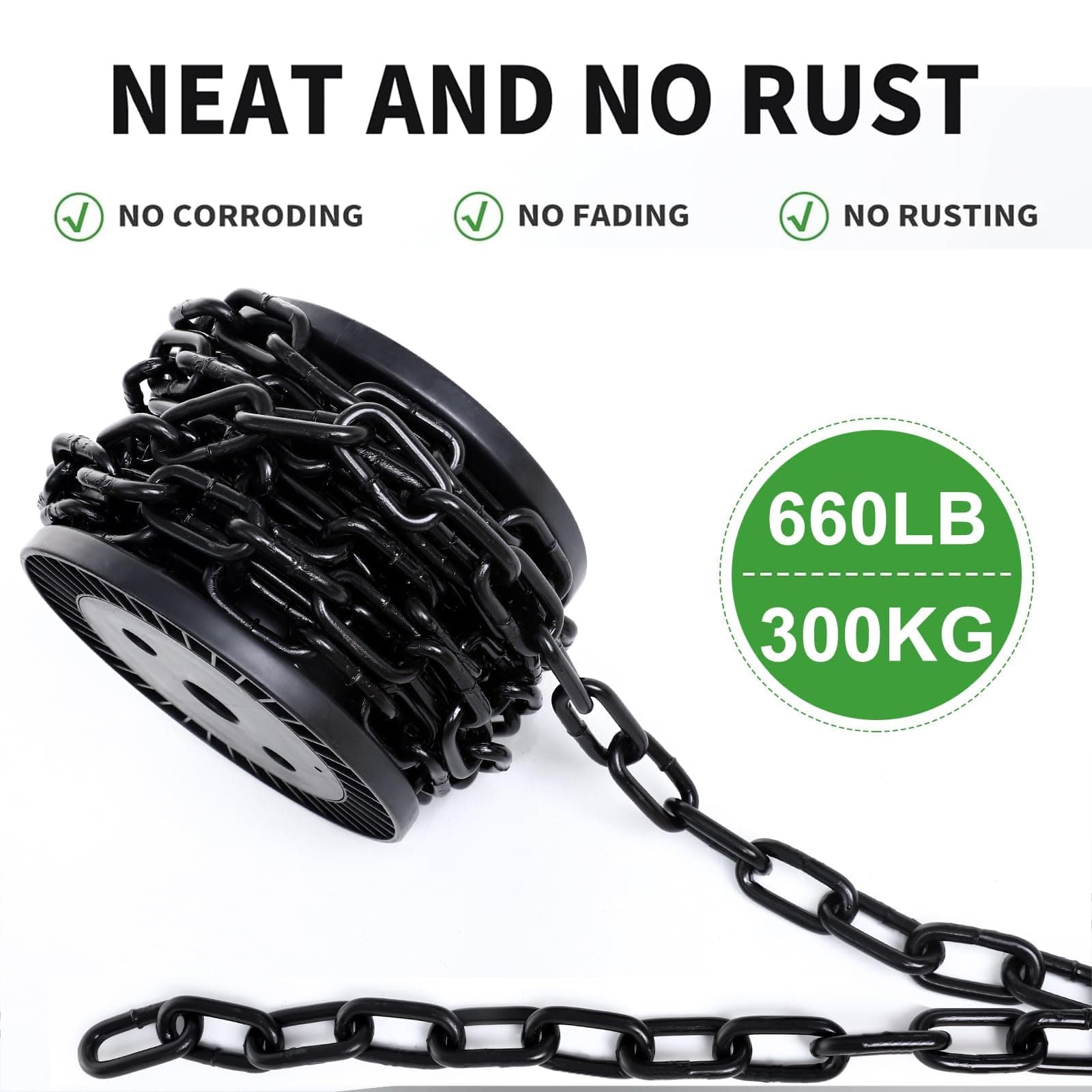 19.7ft 1/4" Black Metal Hanging Chain Fixture Decorative Light Duty - Thumbnail 3
