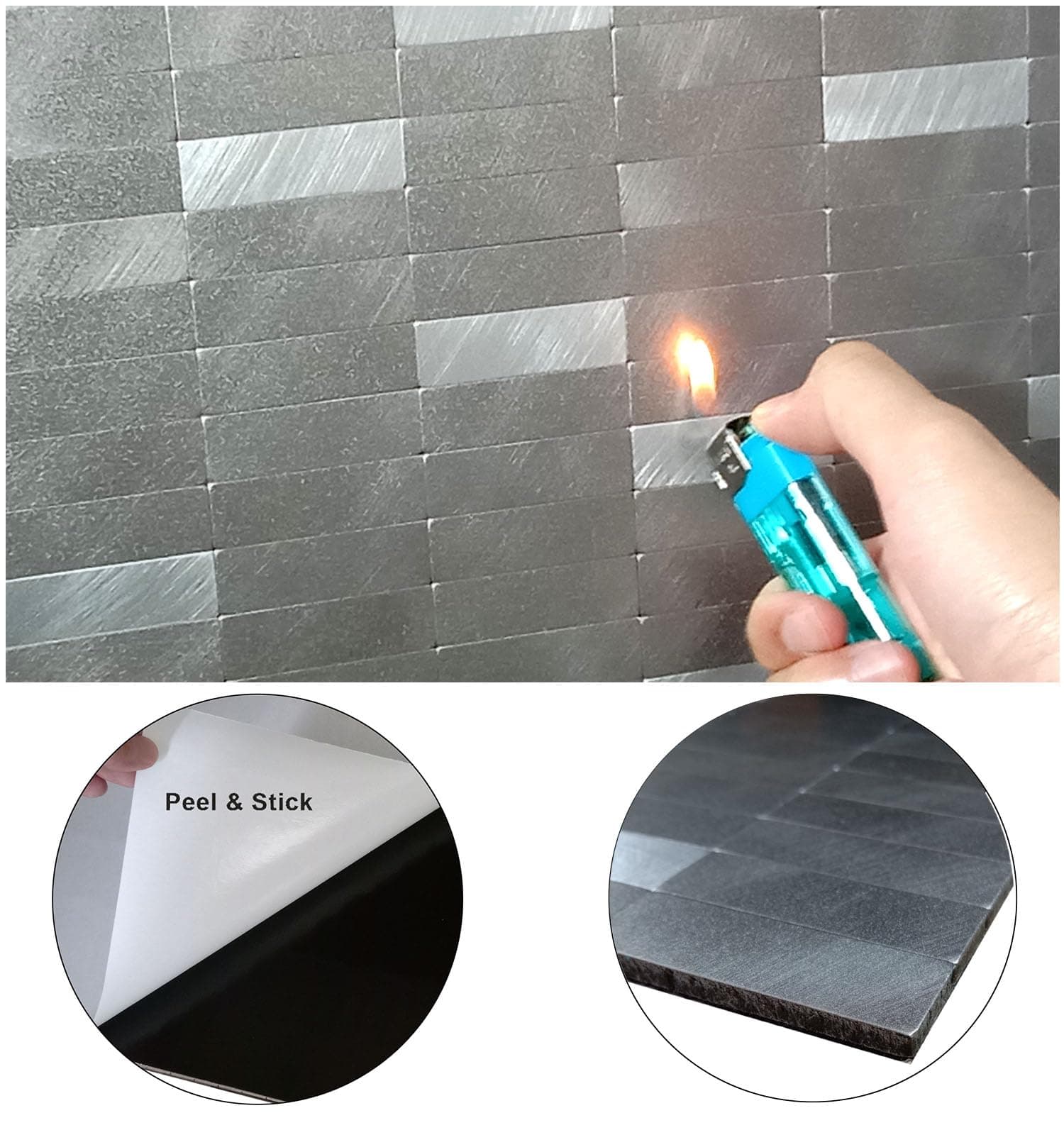 XUANINY 8-Sheet Peel and Stick Tile Backsplash Self-Adhesive Wall Tiles Aluminum - Thumbnail 3