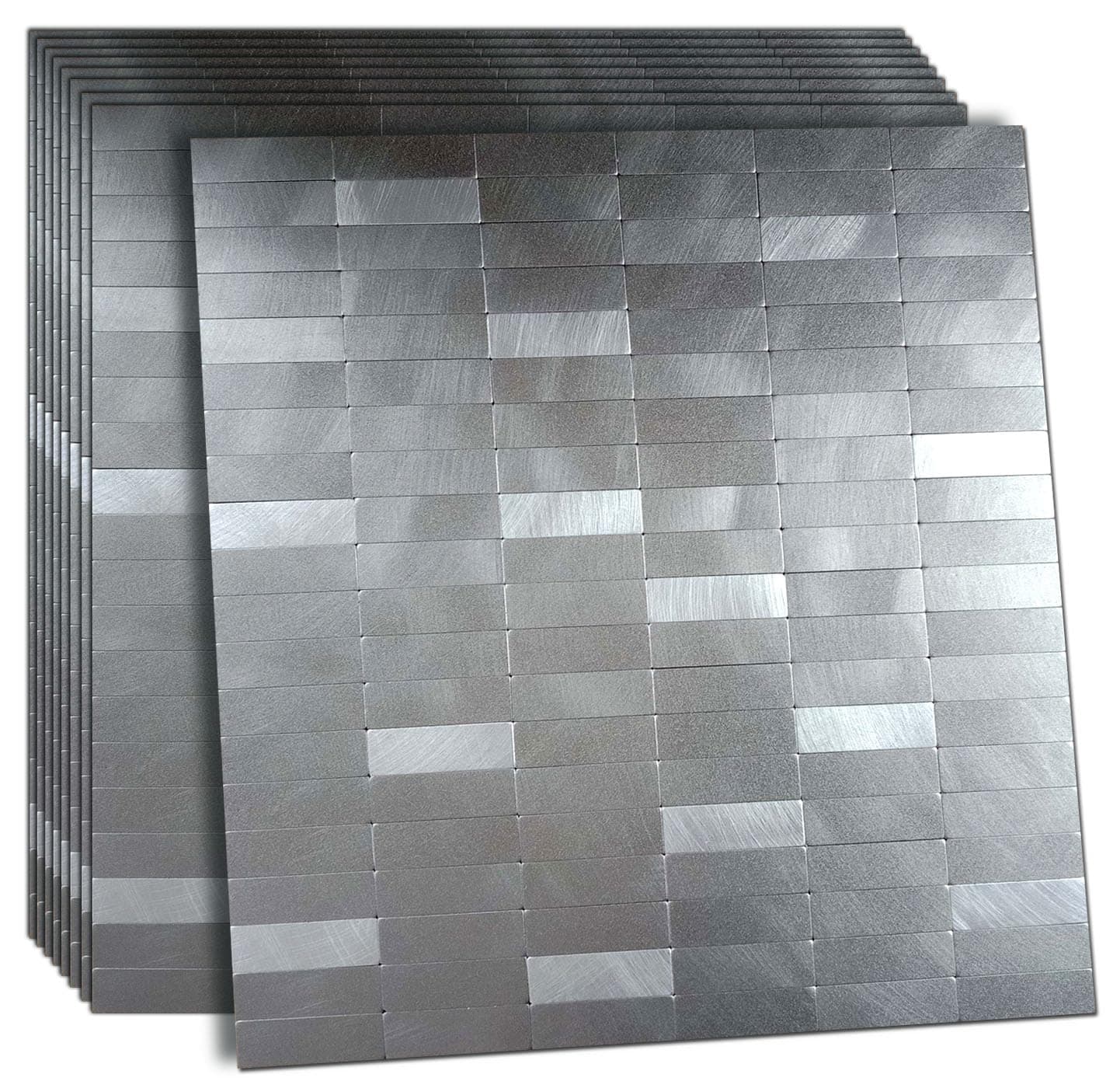 XUANINY 8-Sheet Peel and Stick Tile Backsplash Self-Adhesive Wall Tiles Aluminum
