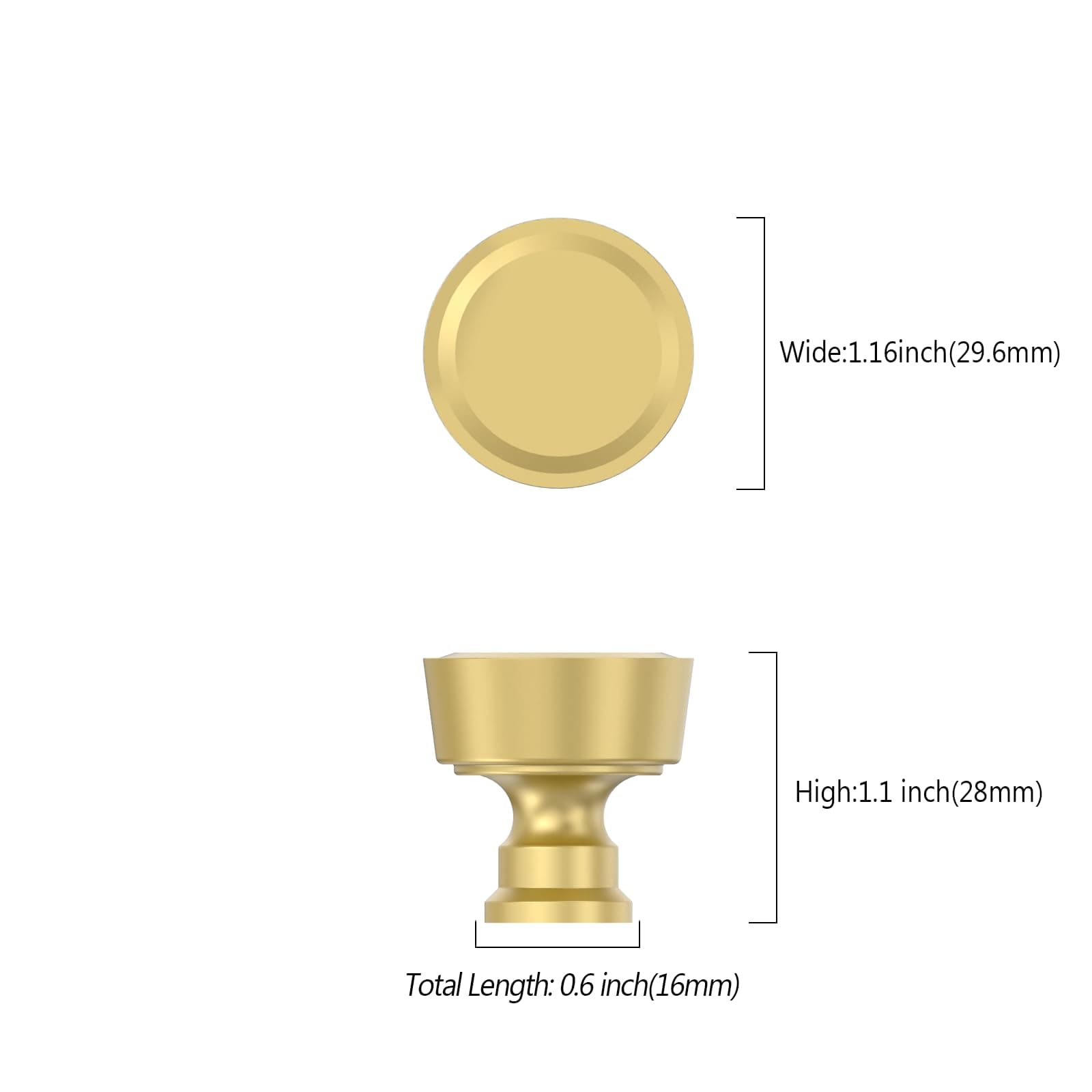 Asidrama 10 Pack Brushed Gold Kitchen Cabinet Knobs Cabinet Hardware Zinc Knobs - Thumbnail 2