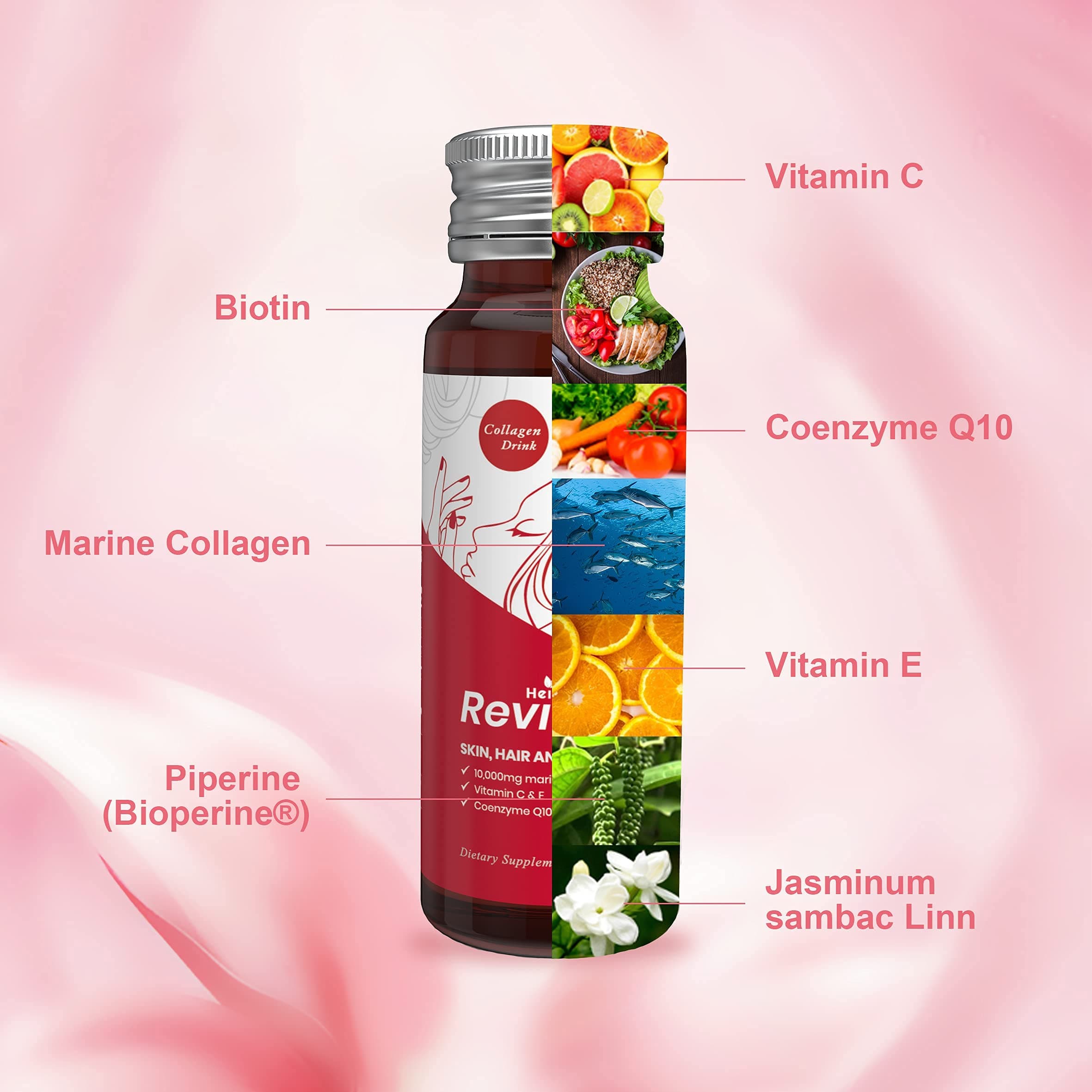 Heivy Liquid Collagen For Women Collagen Drink 10000Mg Marine Collagen Peptides
