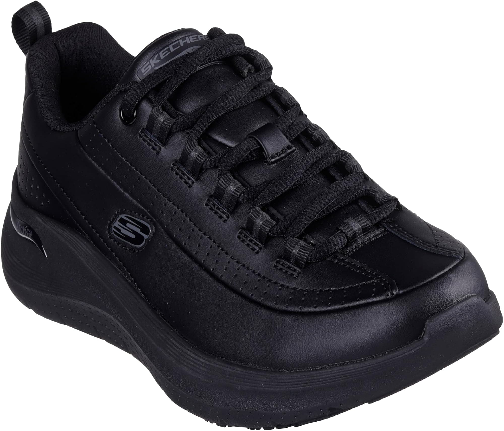 Skechers Womens Arch-fit 2.0 Slip Resitant Black Leather - Black - 6