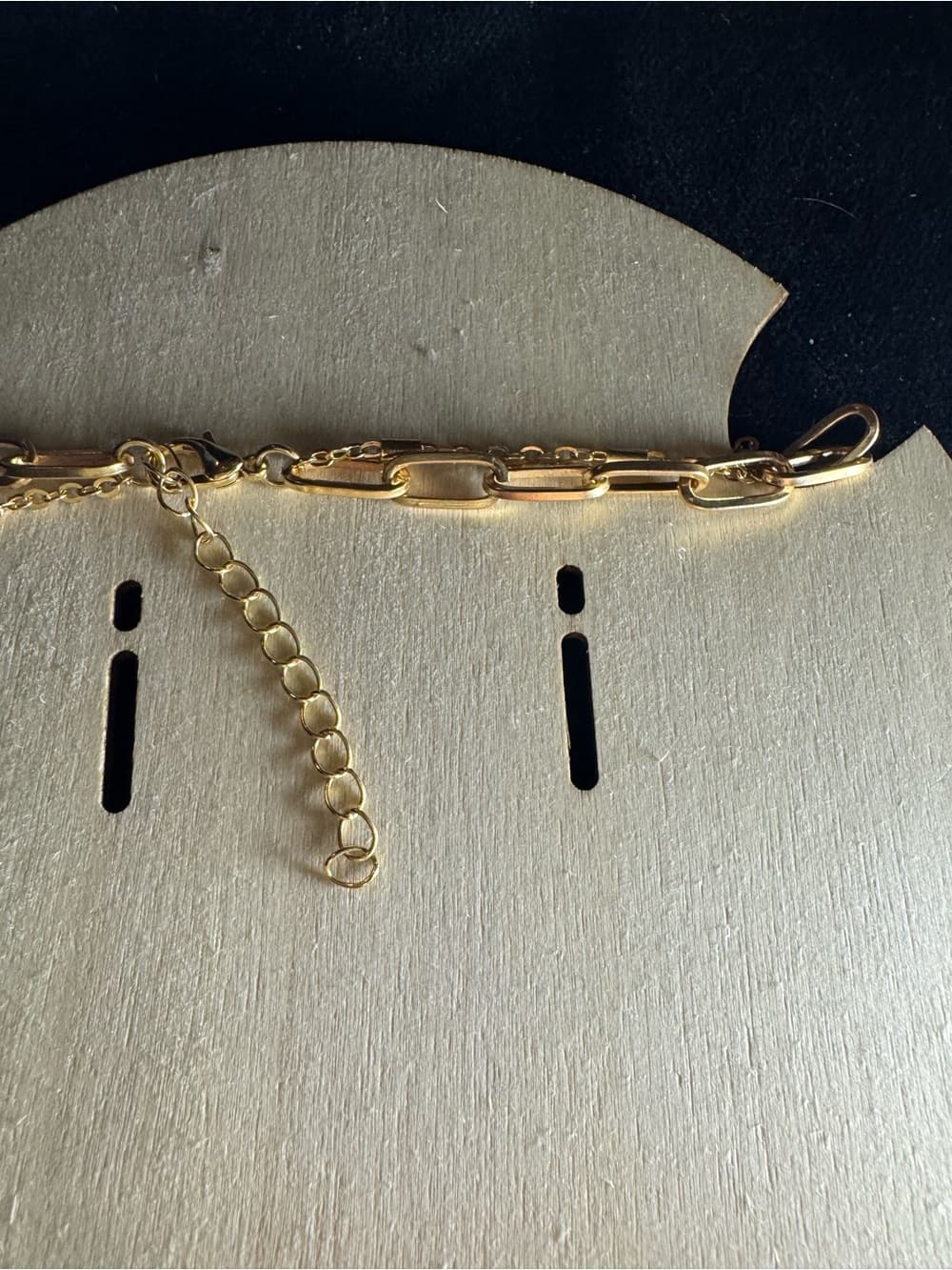 Gold-Tone Layered Pendant Necklace with Link Chain - Thumbnail 7