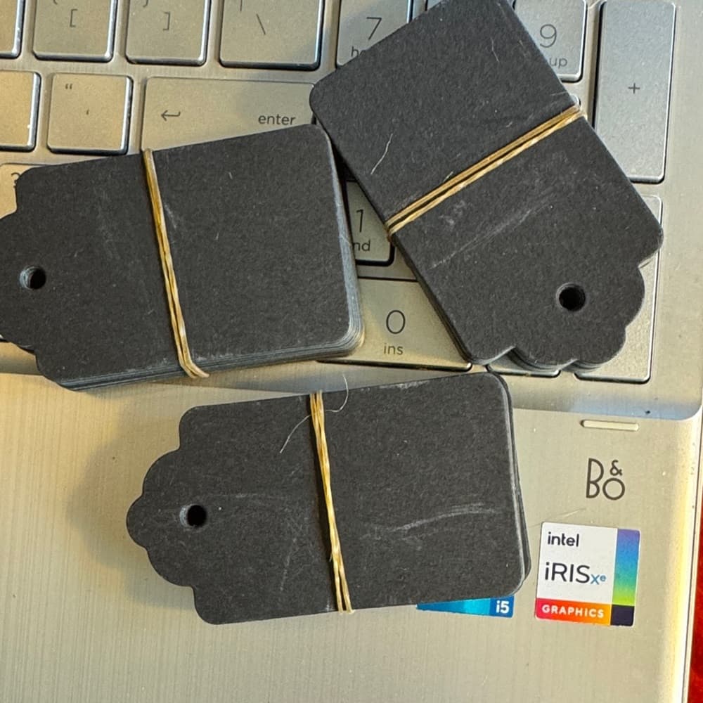 25 Black Gift Tags Blank Kraft Hang Tags with String Set